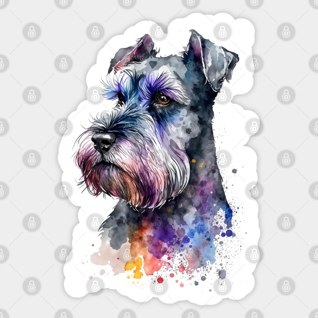 Rainbow Schnauzer Watercolor Art Sticker by doglovershirts